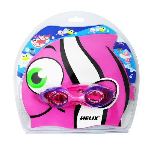 Helix KBS-300 Çocuk Yüzücü Gözlüğü ve Bone Seti Pembe - 1