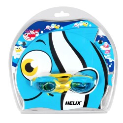 Helix KBS-400 Kids Swimming Goggles and Cap Set Blue - HELIX